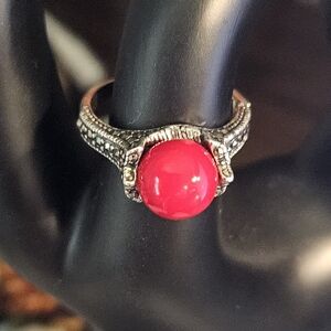 Red Stone .925 Silver Ring